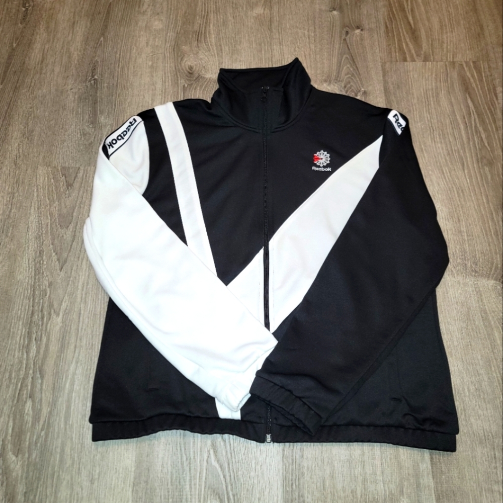 Reebok Tracksuit Jacket Black/White Women's Sz XL